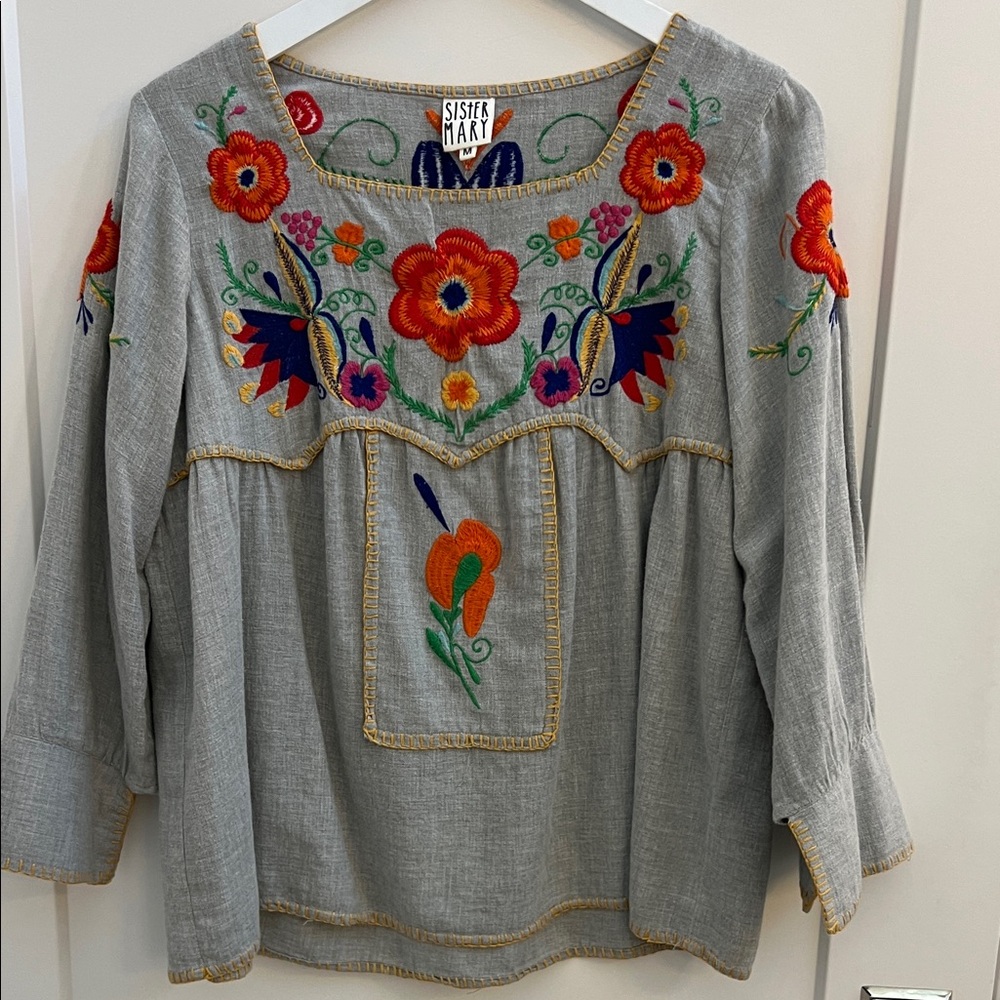 Sister Mary Gray Floral Embroidered Blouse